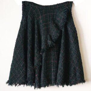 Eva Franco Plaid Circle Mini Skirt 2 MADE IN USA Green Bronze Metallic Lined